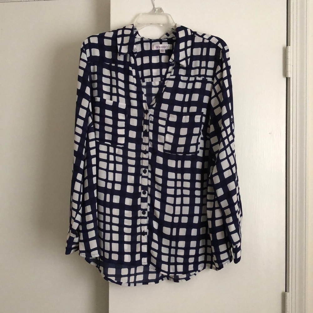 Patterned silky button down dress shirt